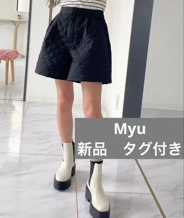 새상품 택 포함 Myu 슬림 레그 퀼팅 숏팬츠 여성용 롱 기장