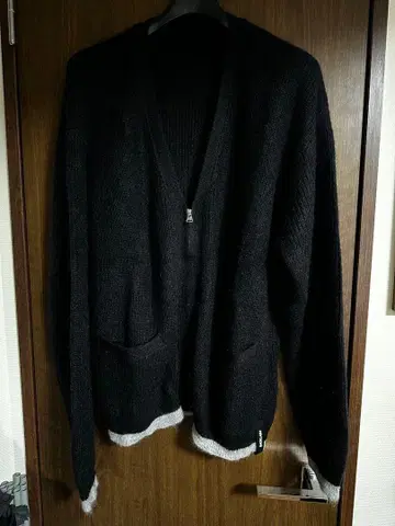 BACKLASH 모헤어 지퍼 가디건 블랙 M