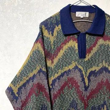 디자인 니트 올 패턴 빈티지 레트로 아트 사이키 기발한 멀티 컬러