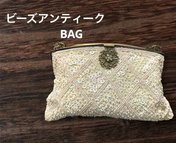 아이보리 비즈 스팽글 장식 앤티크 파티 백