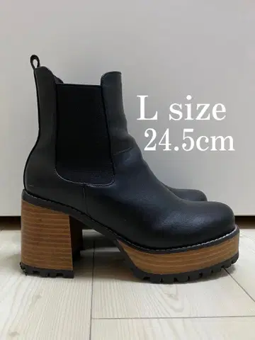 통굽 사이드 고어 부츠 블랙