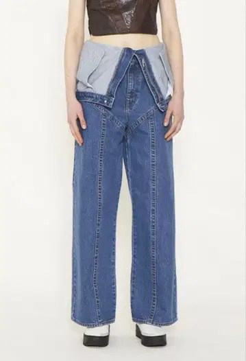 VIAVANDA COVERALLS WIDE DENIM PANTS