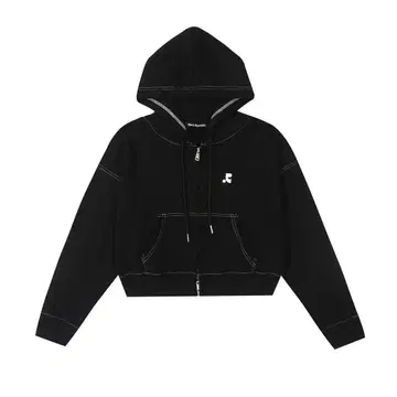 Rest&recreation 크롭 후드티 블랙