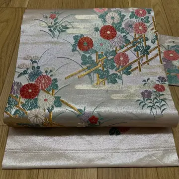 9촌 나고야 오비 당직 노을 꽃 문양 금은사 순수 실크 320