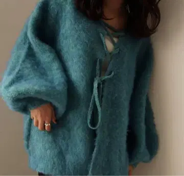 mideal 2way mix color lace up cardigan