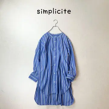 simplicite 밴드 카라 스트라이프 튜닉 넉넉한