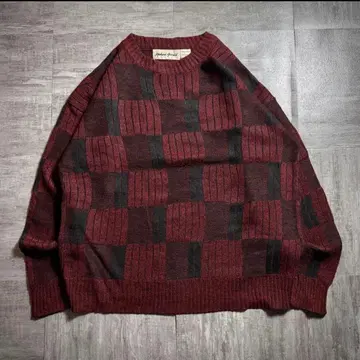 [80's] USA제 체크 무늬 아크릴 니트 스웨터 L 사이즈