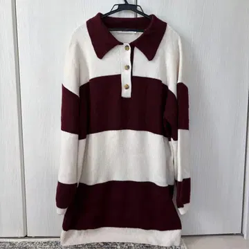 [ MOUSSY ] 보르도 아이보리 스트라이프 스웨터