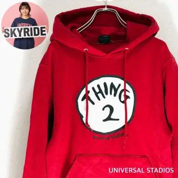 Y2K 유니버셜 스튜디오 후드티 THING2 속기모 레드 L 상당