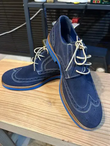 네이비 스웨이드 윙팁 비즈니스 슈즈