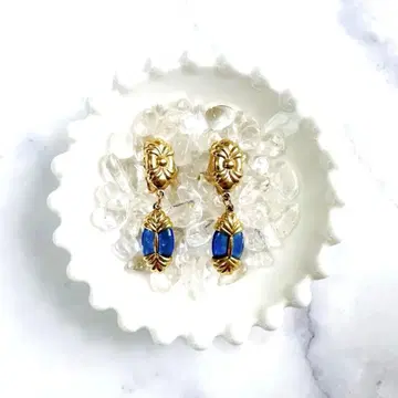 [스와로브스키] 빈티지 골드 블루 귀찌