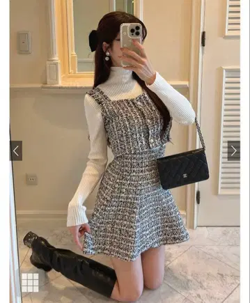 라메 트위드 뷔스티에 x 미니 플레어 스커트 셋업[ta173] GRL