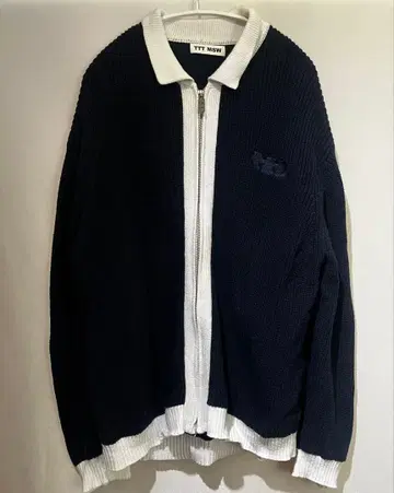 집업 가디건 네이비/화이트