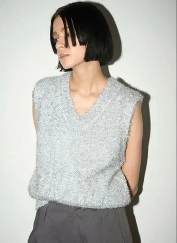 스타일링 라메 페더 니트 2way 베스트 실버