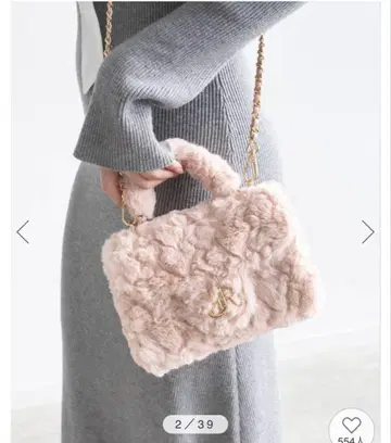 RANDA 2way 모노그램 부품 퍼 백 핑크