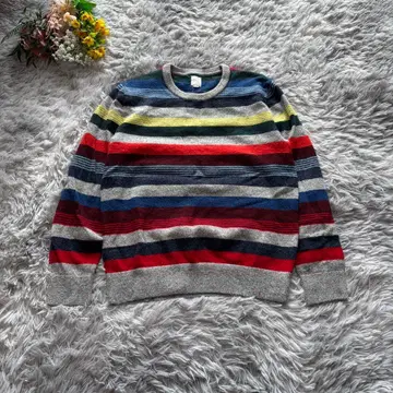 갭 멀티 보더 니트 남성용 [ S ] 멀티 컬러 크루넥