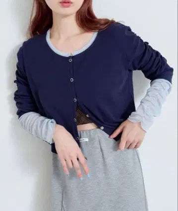 Kastane 소매 튤 골지 가디건