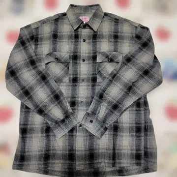 새상품급 BIG MIKE 긴팔 체크 셔츠 그레이 L
