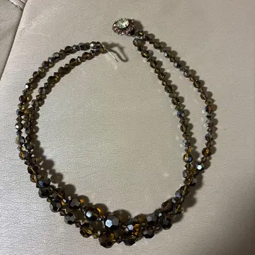 브라운 계열 다중 비즈 목걸이