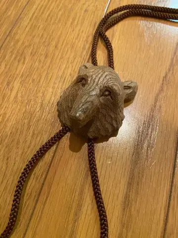 카미니시 카츠토시 곰 나무 조각 루프 타이 오더 제품