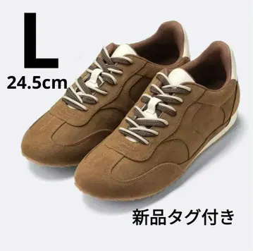 GU [새상품] 더블 슈레이스 플랫 스니커즈 L 스웨이드 브라운