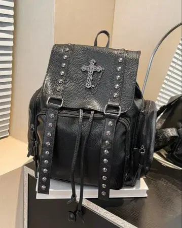 가죽 백팩 지뢰 고딕 V 펑크 Y2K 서브컬쳐 십자가