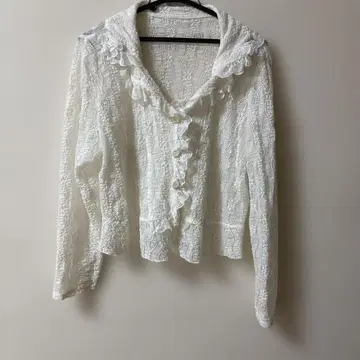 화이트 프릴 긴팔 가디건