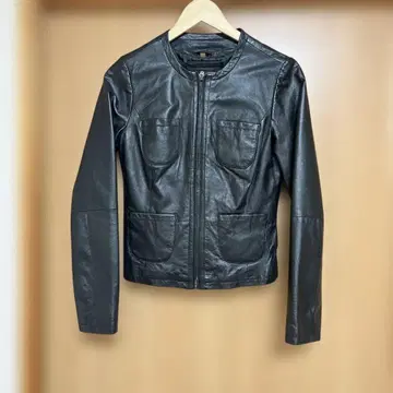 CONBIPEL 블랙 가죽 자켓 노카라