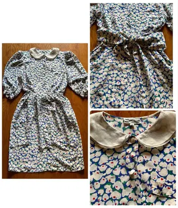 70s 80s 구제 의류 프랑스 유럽 앤티크 빈티지 꽃무늬 원피스