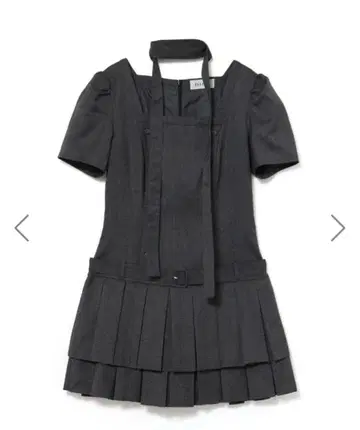 bubbles 스퀘어 플리츠 원피스 블랙 M