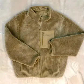 베이지 플리스 자켓 지퍼 포켓 부착 리버서블 L