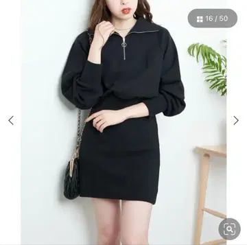 chico 하프 지퍼 맨투맨 미니 원피스 여성용