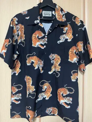 하와이안 셔츠 호랑이 무늬 블랙 컬러 반팔