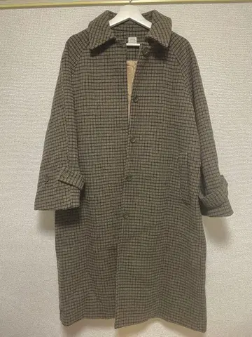 체크 무늬 롱 코트 M 사이즈