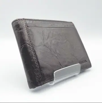 [FOSSIL] 천연 가죽 가죽 접이식 지갑 다크 브라운 얇은 타입