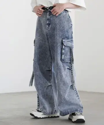 LILL 빈티지 라이크 데님 카고 팬츠 블루 S