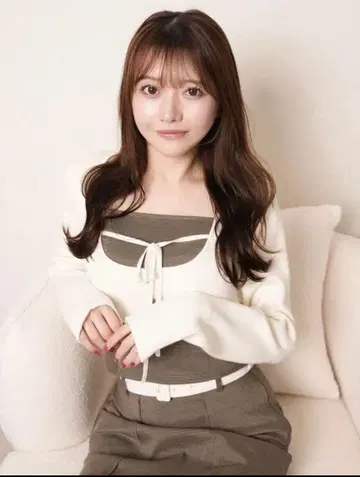 립 서비스 코르셋 체크 상의 화이트