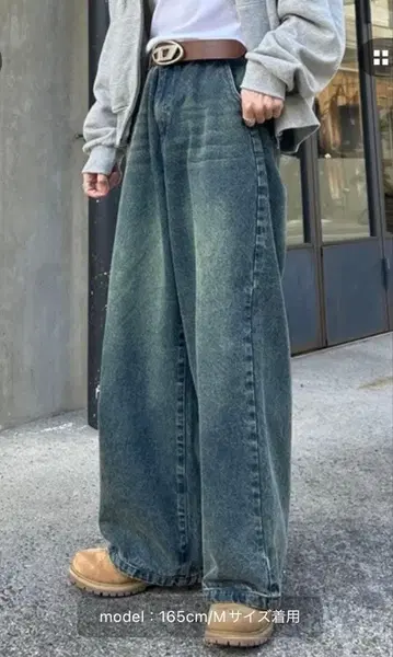 ADAMASTE 빈티지 와이드 데님 인디고 블루 M 사이즈