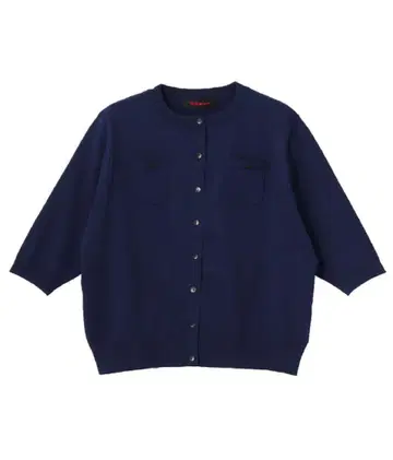 CABaN 파인 폴리에스테르 하프 슬리브 포켓 가디건 네이비