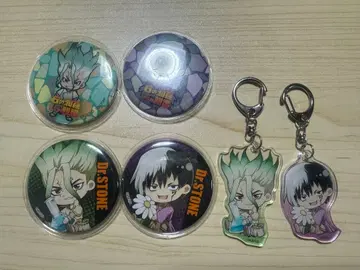 Dr.STONE 이시가미 센쿠 아사기리 겐 캔뱃지 키링 세트