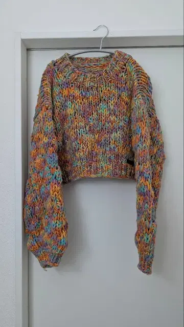 모듀에 Modue eos 컬러풀 멀티 컬러 크롭 니트