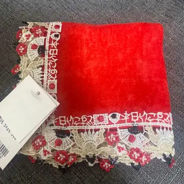친자와 레이스점 도스코이 일본 레드 와 레이스 타월 손수건 완판템