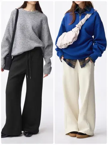 GU 퍼프 맨투맨 배기 팬츠 L 2개