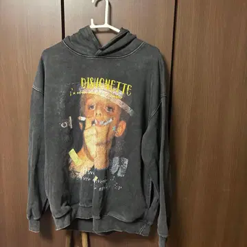 그레이 후드 부착 후드티 L 사이즈