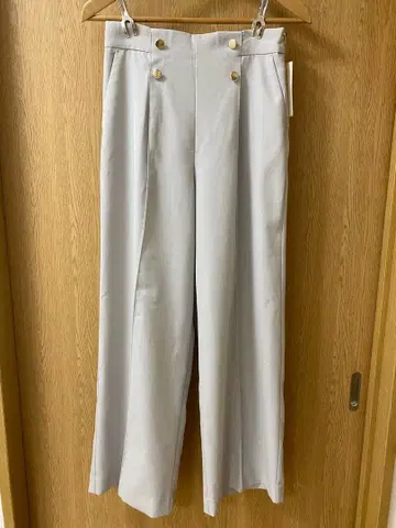 월드 grove 라이트 그레이 와이드 팬츠 더블 버튼