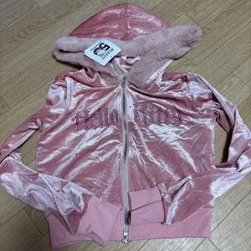 헬로키티 키티 라메 스톤 벨로아 후드티