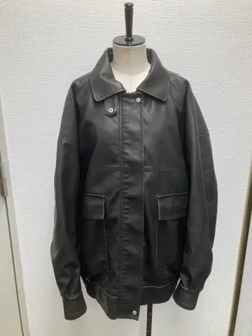 빈티지풍 인조 가죽 빅 블루종