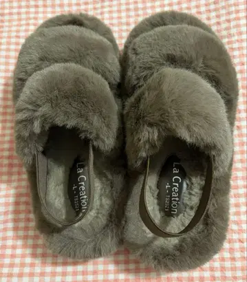 브라운 퍼 샌들 L