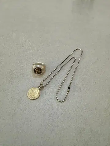 UNITED ARROWS 코인 모티브 반지 + 목걸이 세트