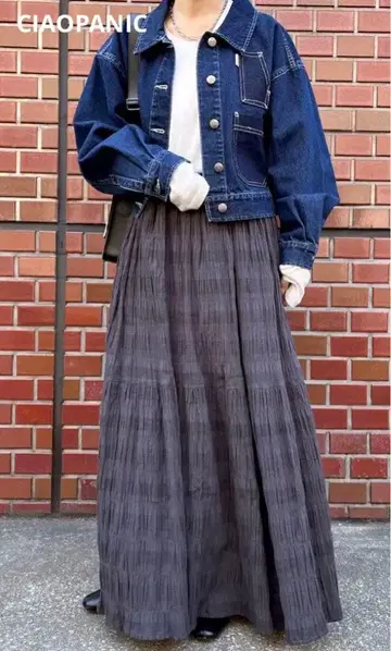 [ 새상품 ] 차오패닉 코튼 셔링 스커트 차콜 그레이